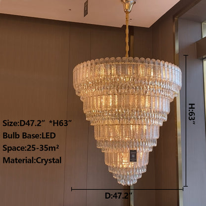 Oversized Multi-layers Luxury Gold Crystal Chandelier For Large Foyer/Hallway/Entryway