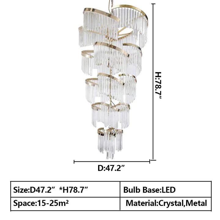Oversized Modern Designer Creative Multi-tiered Luxury Spiral Crystal Chandelier  For High-ceiling Foyer/Entryway/Hallway