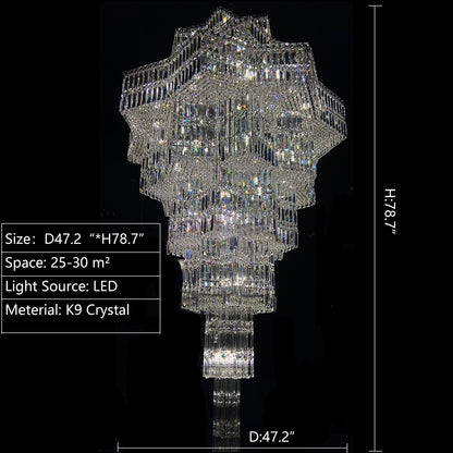 Luxury Plaza Multi-Tier Crystal Chandelier for High Ceilings/Hotel Hall / 2 Story Foyer - Merlin Lamps
