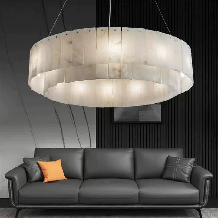 Arlene Alabaster 2-Tier Round Chandelier Lighting
