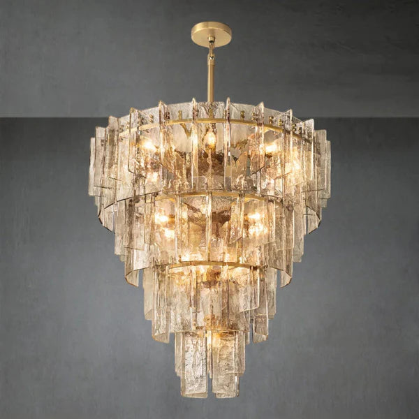 HA Lattice Smoke Glass Tiered Round Chandelier 36"47"