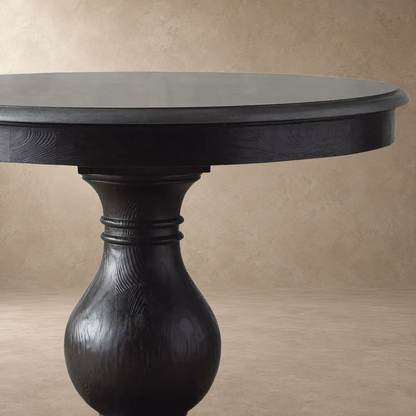 Round Pine Base Dining Table with Marble Slab