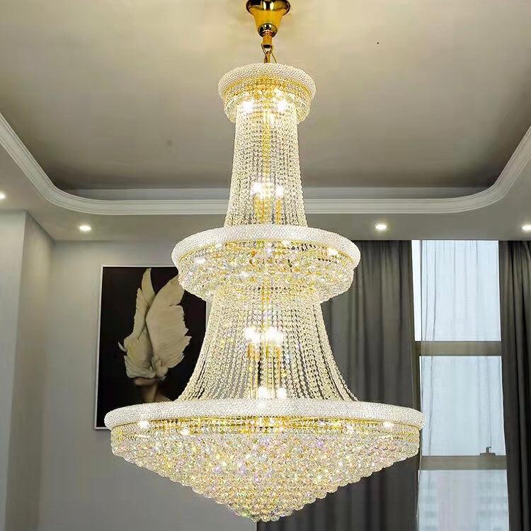 Luxury Crystal Chandelier for Grand Villa Hall and Duplex Staircase Lighting