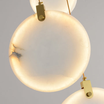 Queenie Alabaster disc Long Round chandelier For Loft