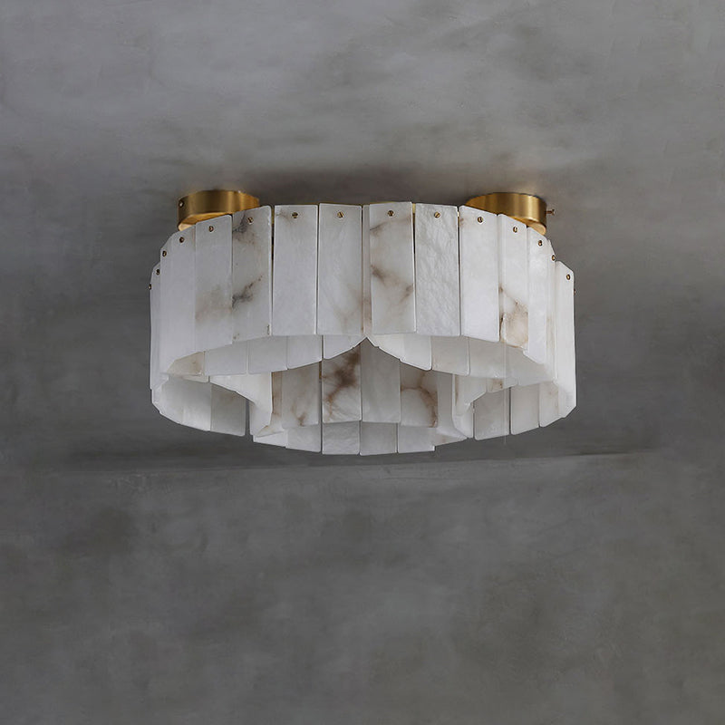 Contemporary Alabaster Flush Mount Ceiling Lamp with Warm White Glow