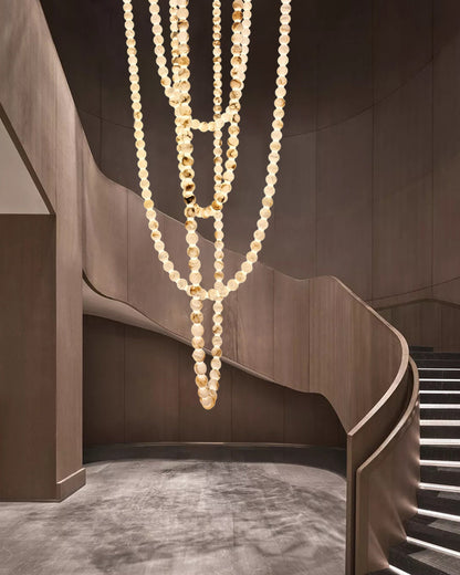 Pearl Necklace Alabaster Globe Beaded Linear Chandelier 40"-197"