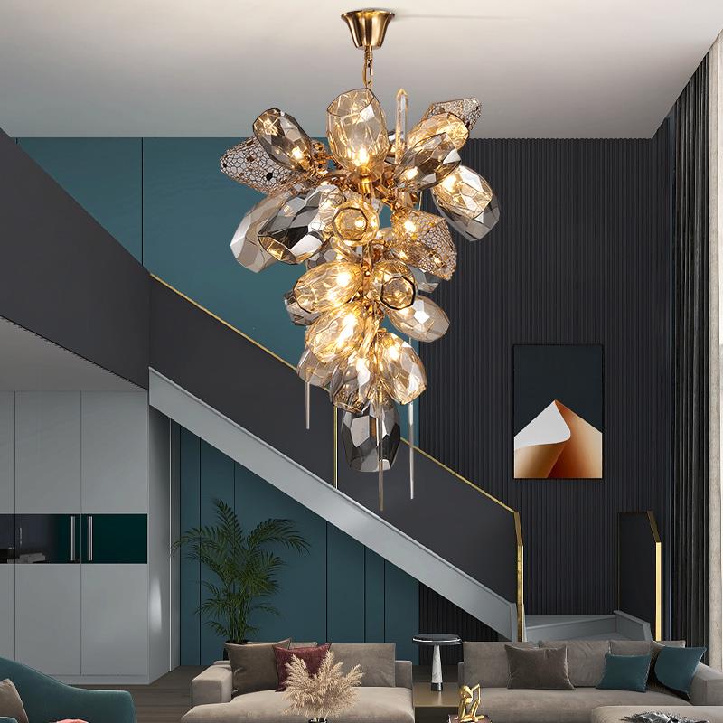 Glass Chandelier Italian Light Luxury Light Fixture for Dining Room/Living Room