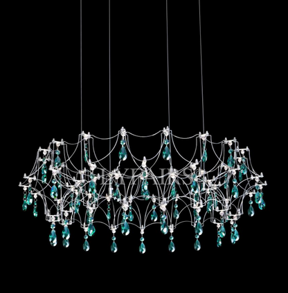 Shimmering Dreamcatcher Crystal Chandelier with Cascading Colorful Firefly-like Crystals