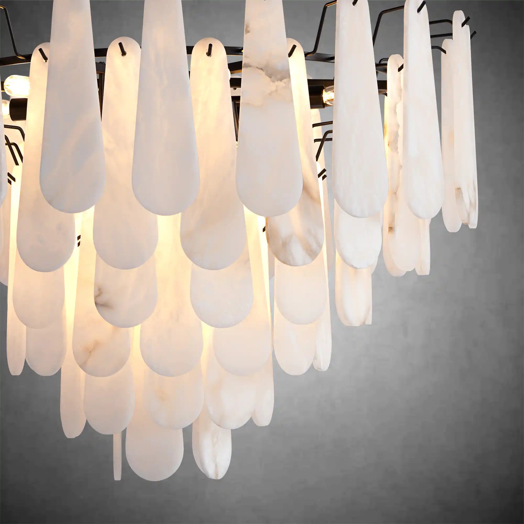 Modern Alabaster Black Round Pendant light