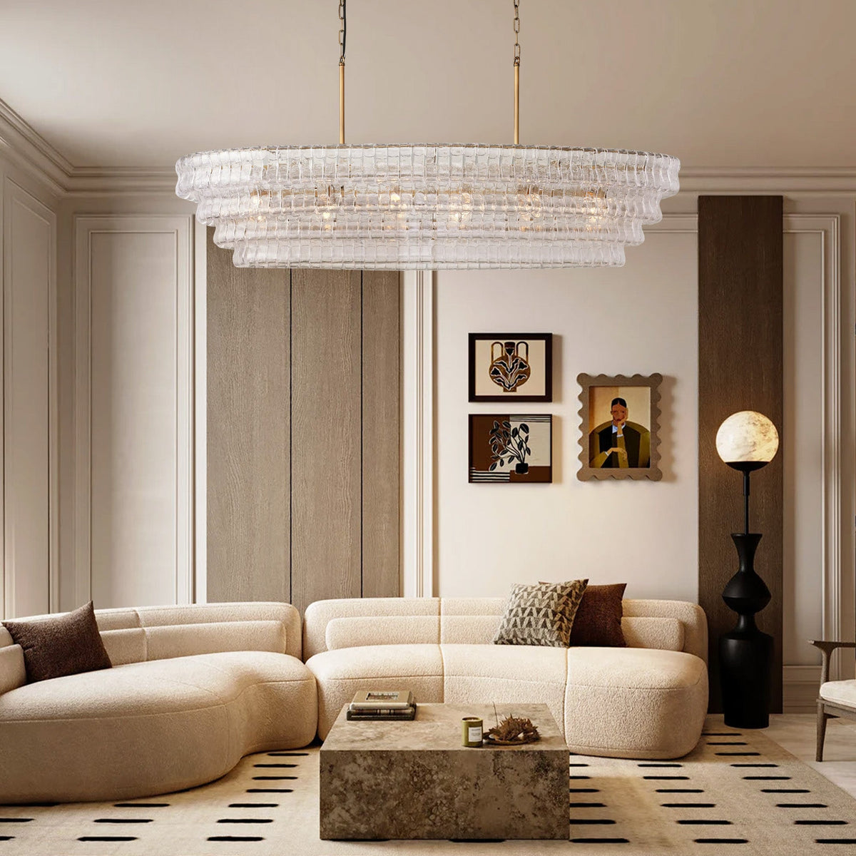 Givrelle Oval Chandelier 54"W/65"W