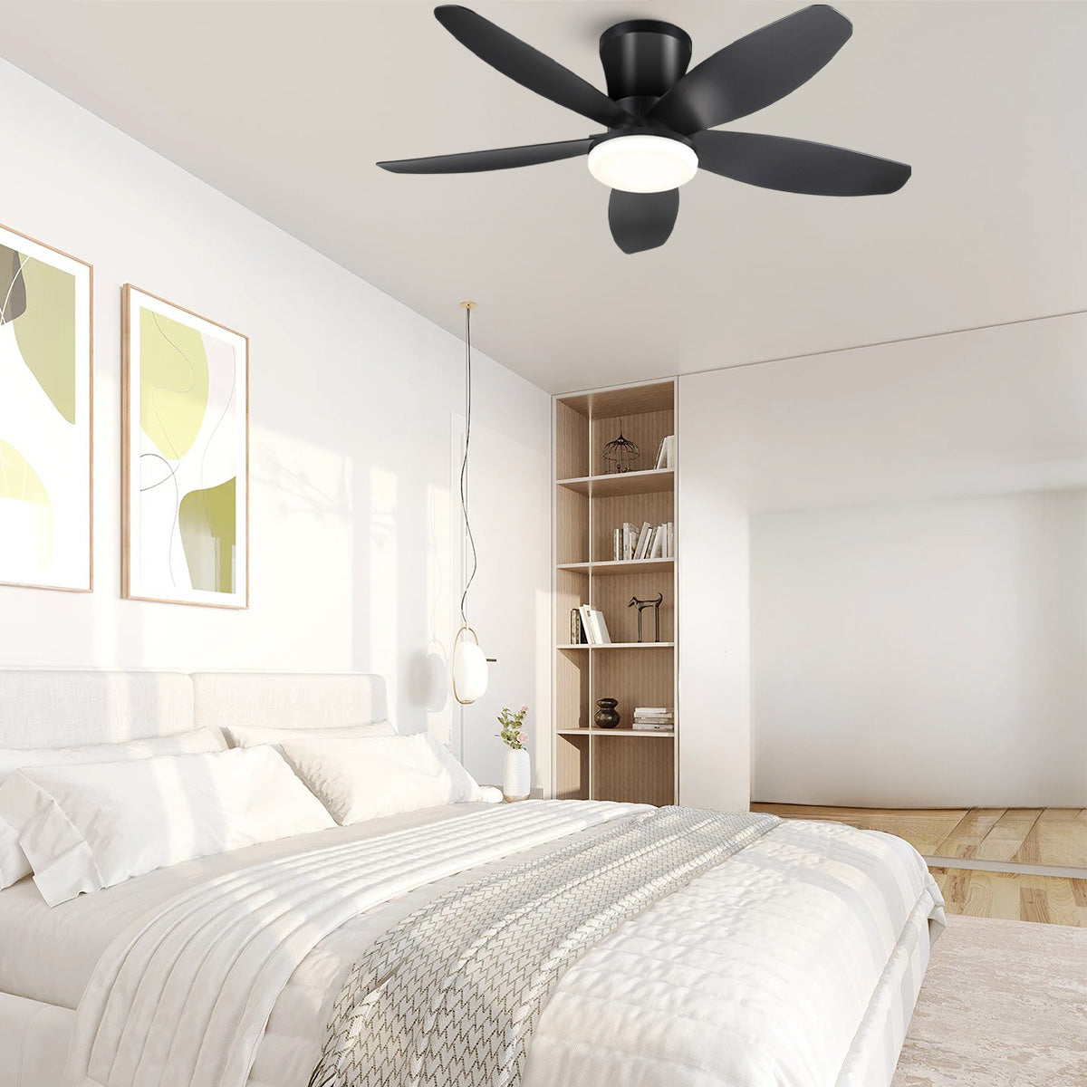 Indoor/Outdoor Recessed Black Ceiling Fan Light