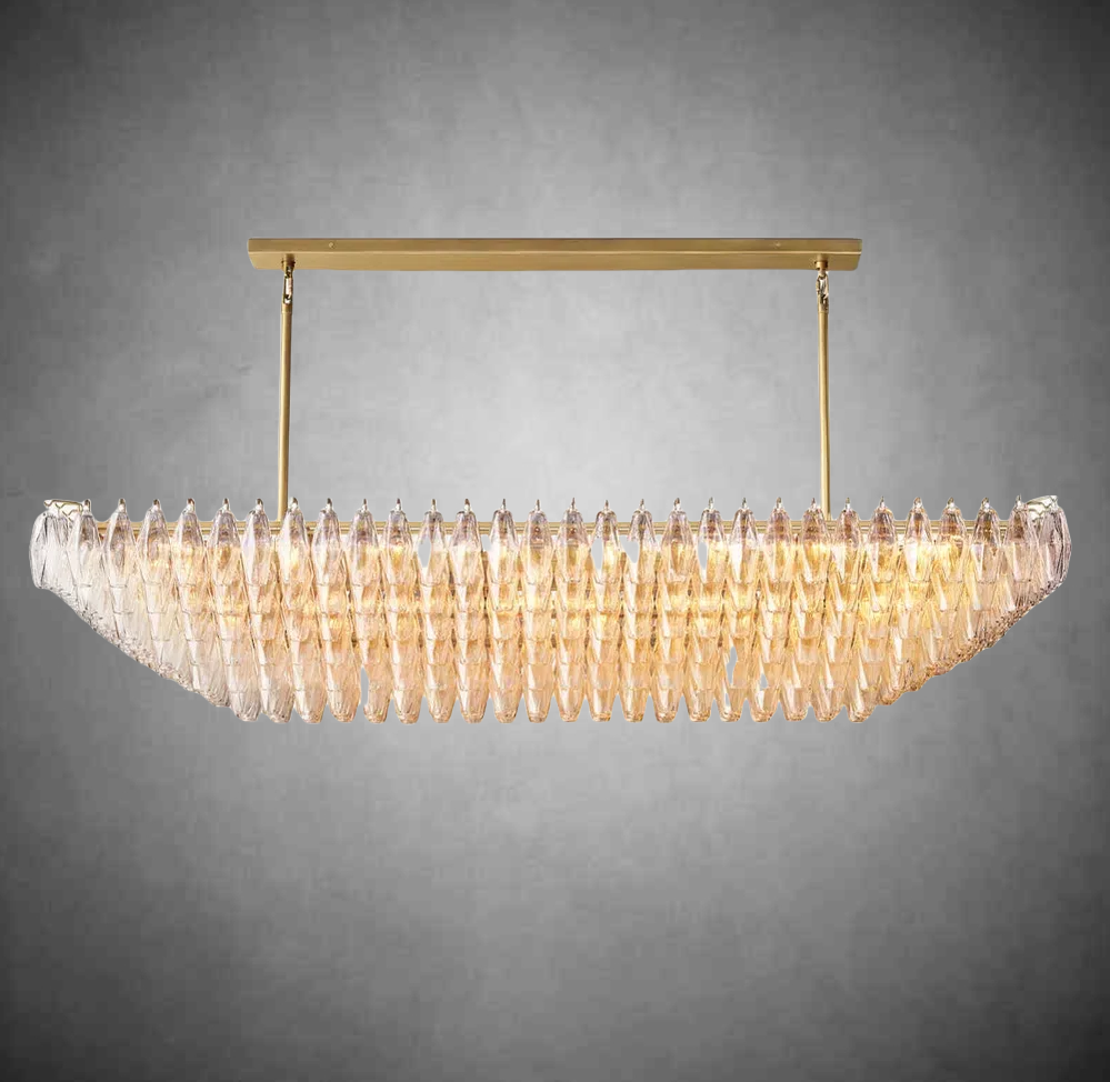 Eclipsia Glass Tired Rectangular Chandelier 54"74''