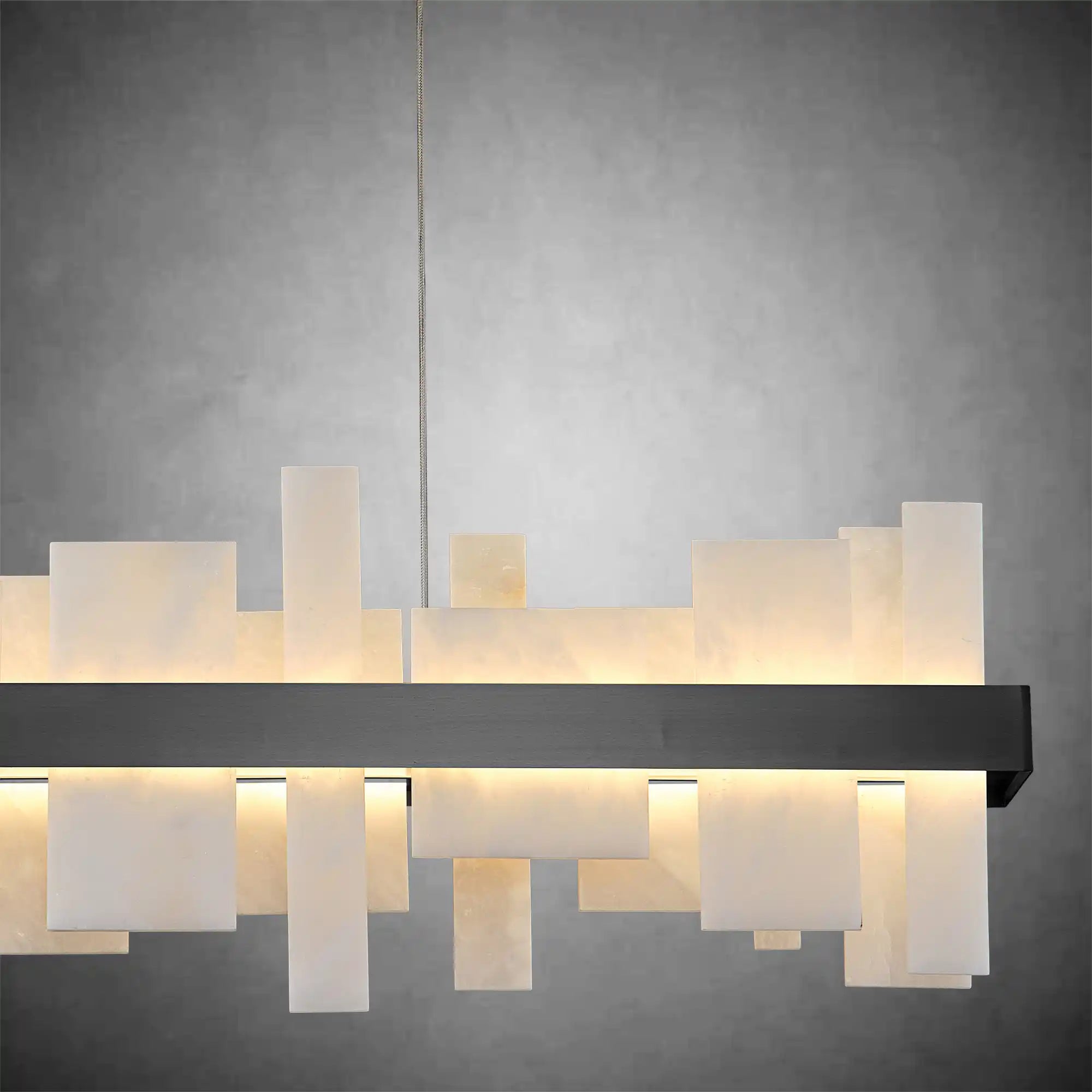 46.8" Adjustable Alabaster Chandelier Over Table for Dining Room