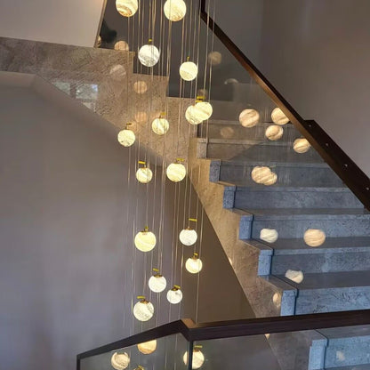 Nordic Planet Creative Long Ball Pendant Chandelier Staircase Foyer - Yovalighting