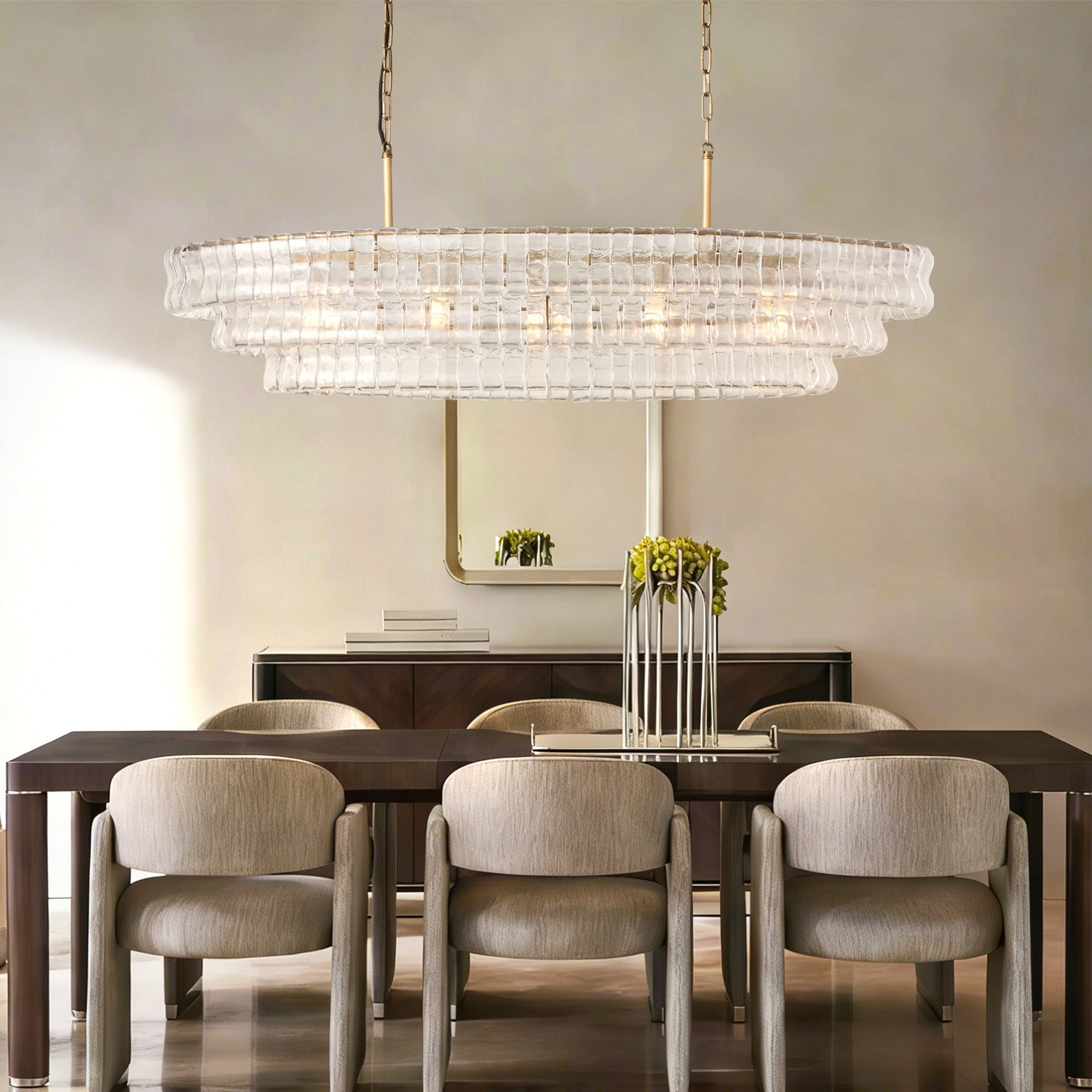 Glacien Oval Chandelier 54"W/65"W