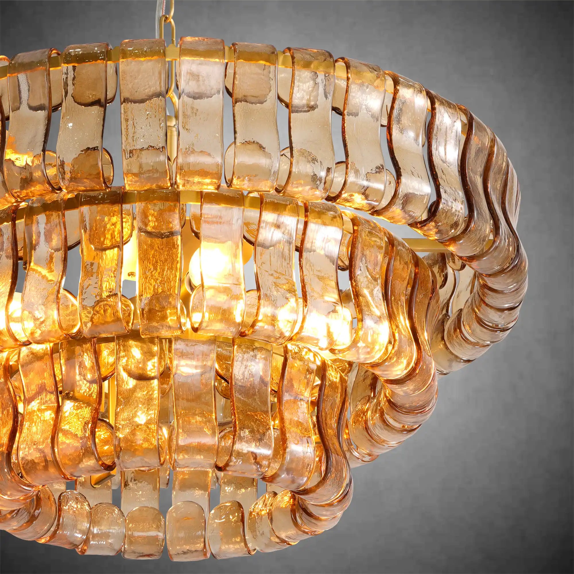 Modern Amber Glass Chandelier，24"