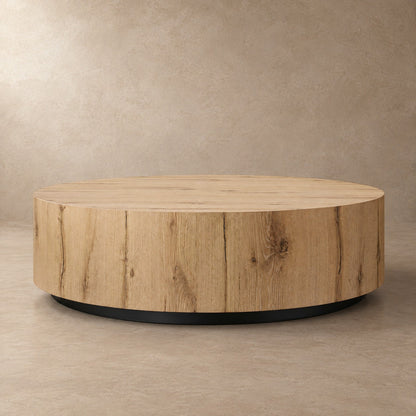 Oak Wood Round Plinth Coffee Table
