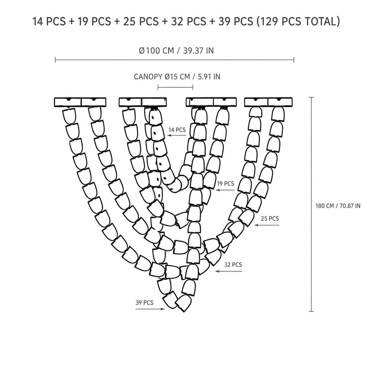 Versailles Veil Cascading Crystal Chandelier