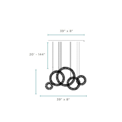 5 Hoop Crystal Progression Chandelier Chrome