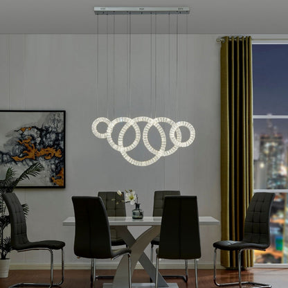 5 Hoop Crystal Progression Chandelier Chrome