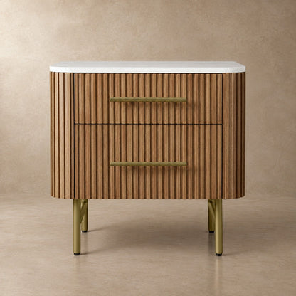 Double Drawer Bedside Chest with Stone Top