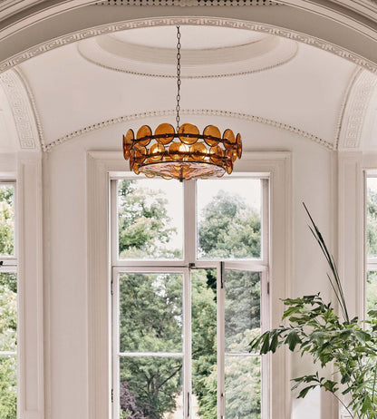 Solaris Disc Murano Chandelier 23.6" 31.5" 39.4"