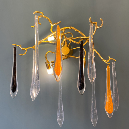 Armelle Branch Gold Brass Crystal Wall Sconce with LED Illumination