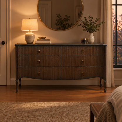 Happyarcadian Sculpted Reeded Bedroom Storage Chest