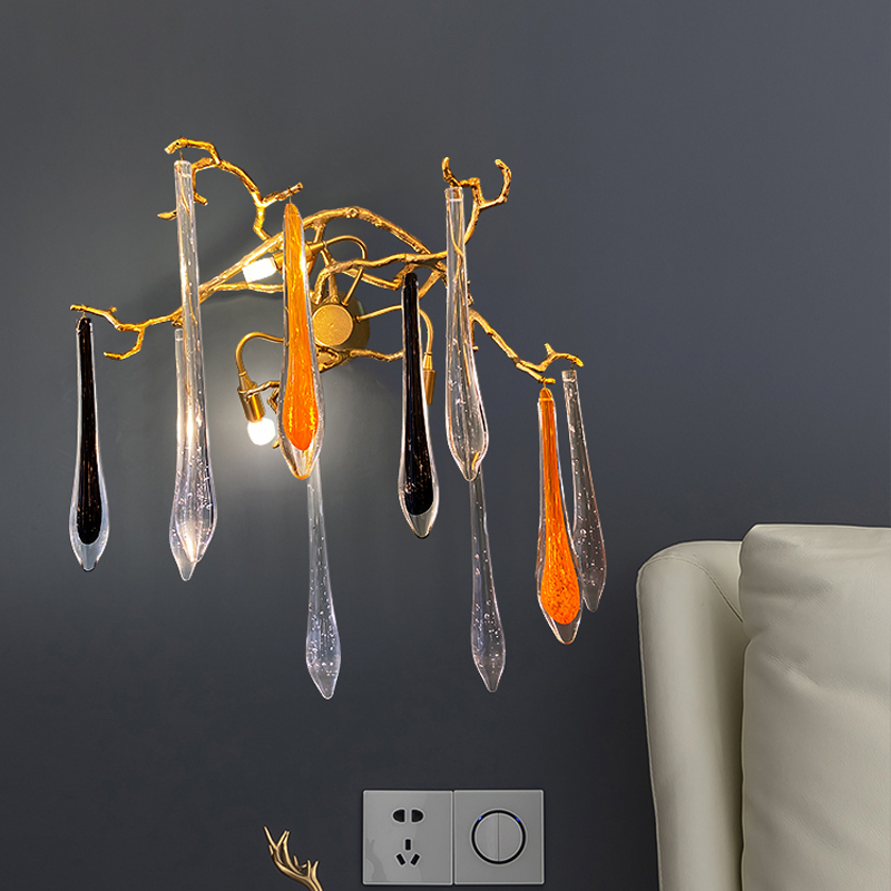 Armelle Branch Gold Brass Crystal Wall Sconce with LED Illumination
