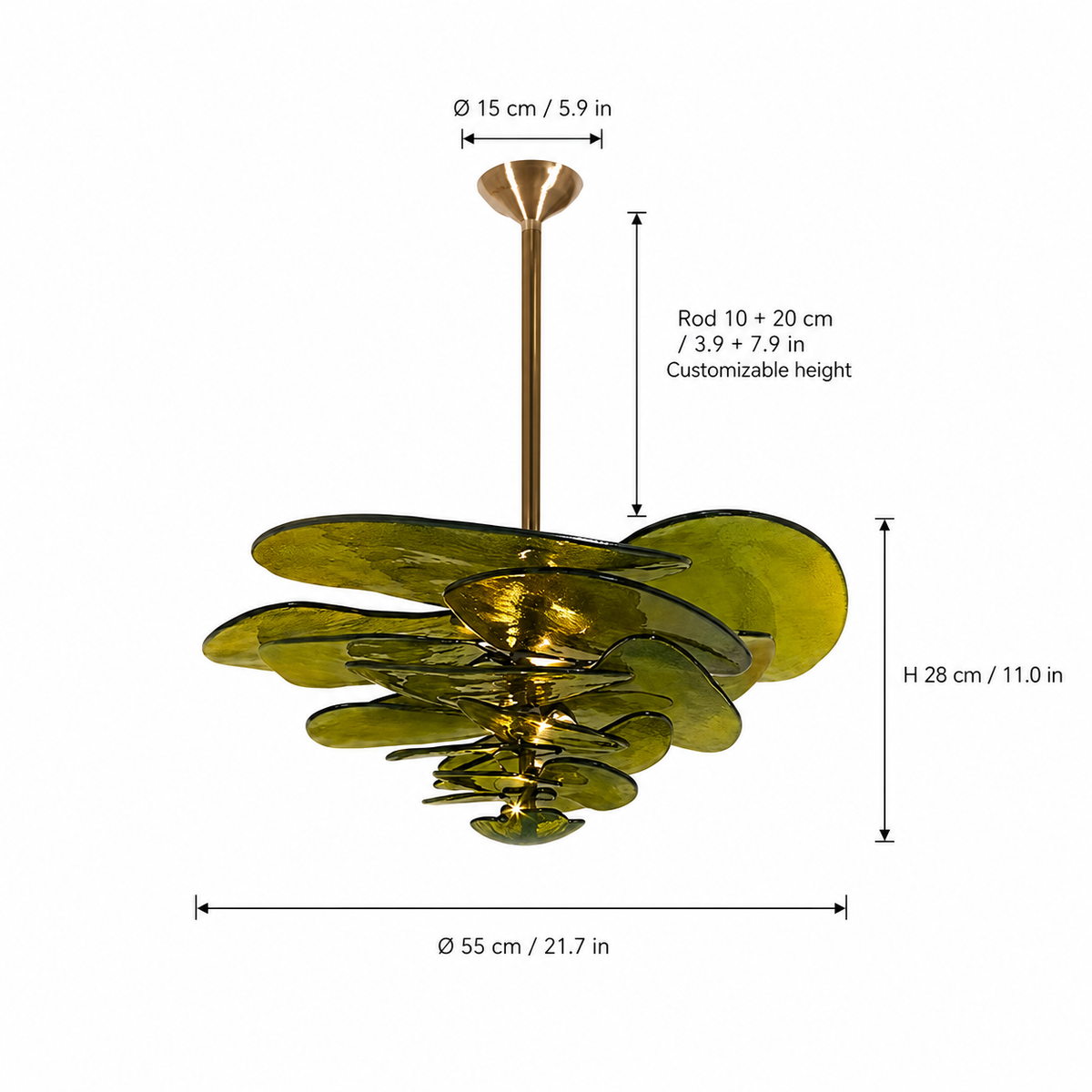 Petal Cascade Artisan Murano Chandelier 21.7"-39.4"