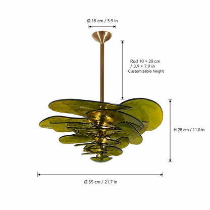 Petal Cascade Artisan Murano Chandelier 21.7"-39.4"