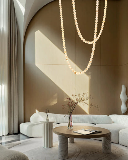 Pearl Necklace Alabaster Globe Beaded Linear Chandelier 40"-197"