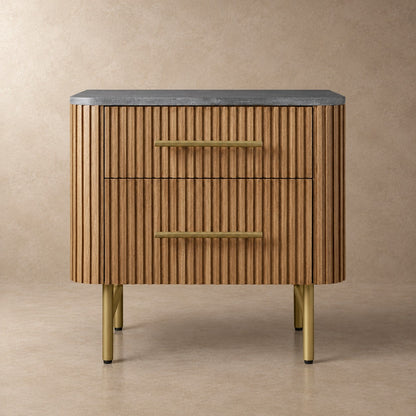 Double Drawer Bedside Chest with Stone Top