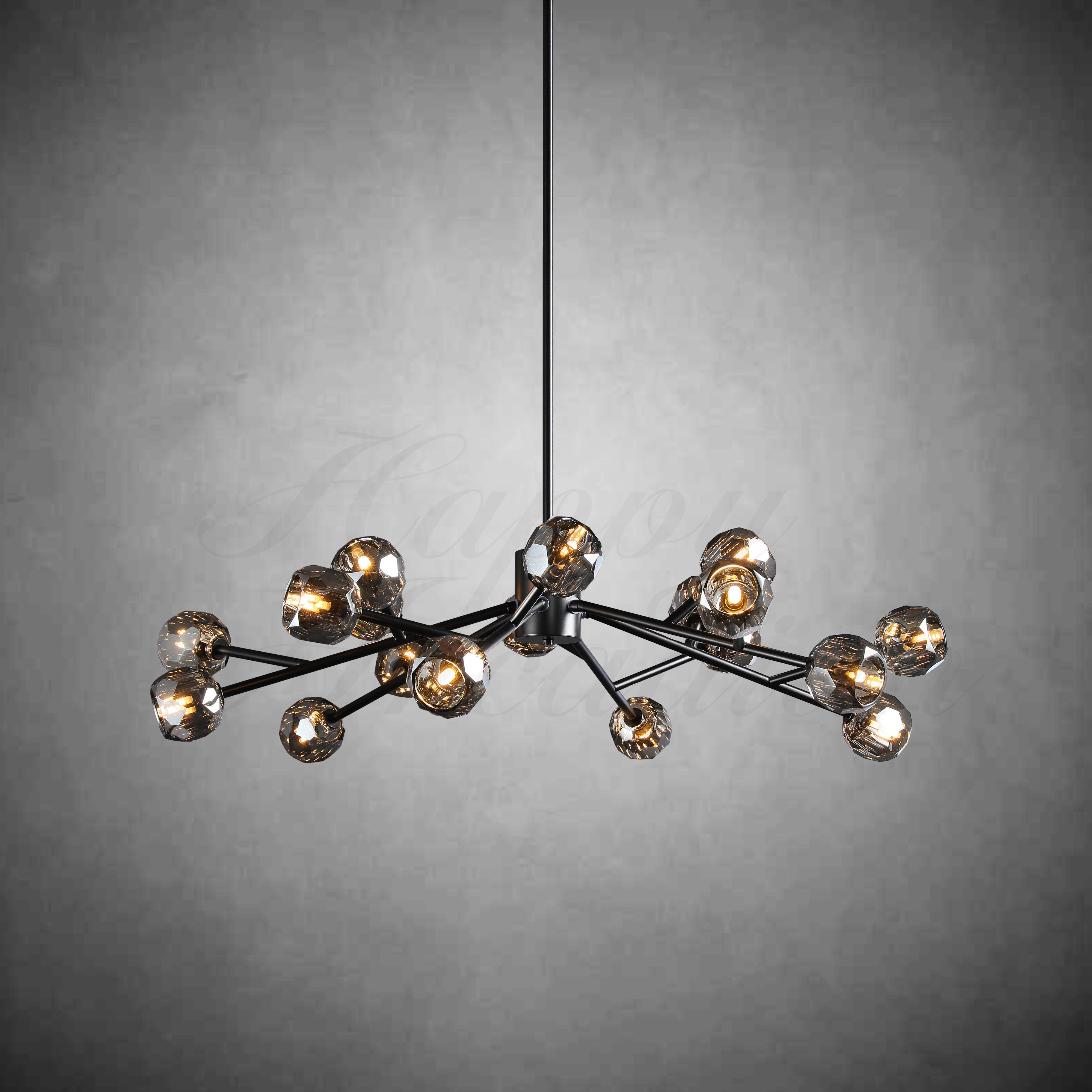 HA Bola De Smoke Crystal Round Chandelier 48"