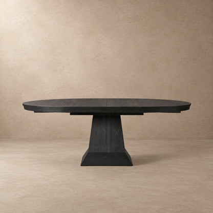 Round Oak Extension Dining Table with Leaves