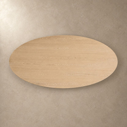 Hand-Sculpted Modern Oval Oak Dining Table