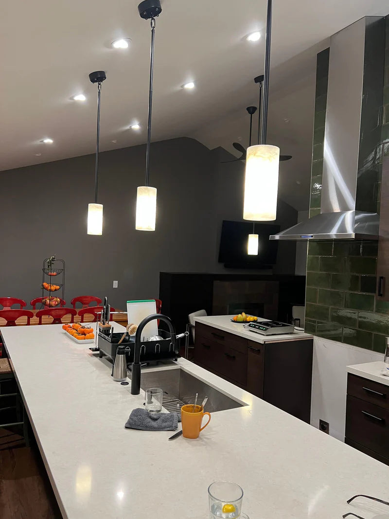 Hand Carved Alabaster Cylinder Pendant