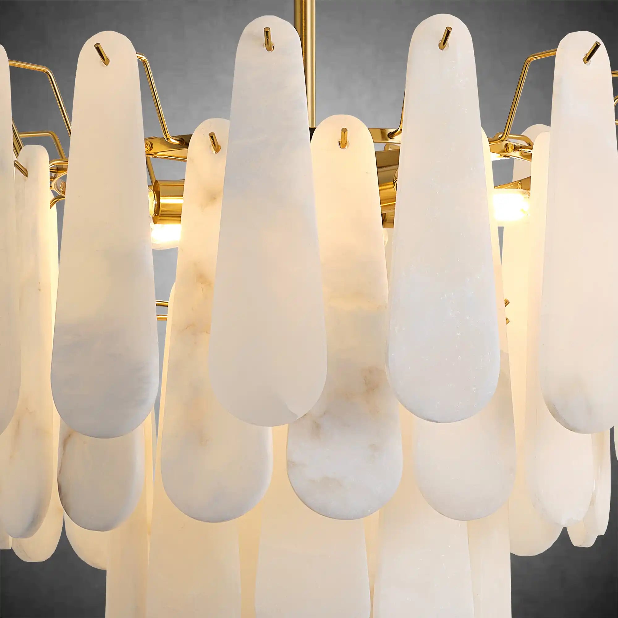 Modern Alabaster Brass Round Pendant light