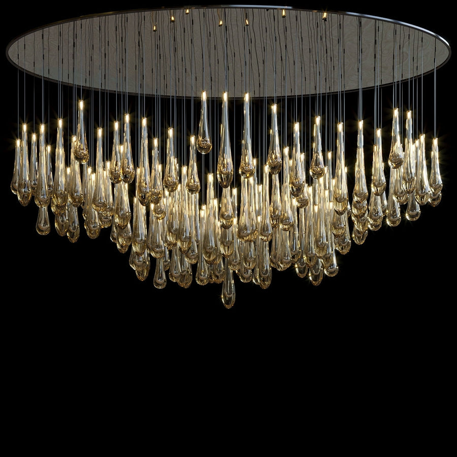 Amber Teardrop Rain Chandelier