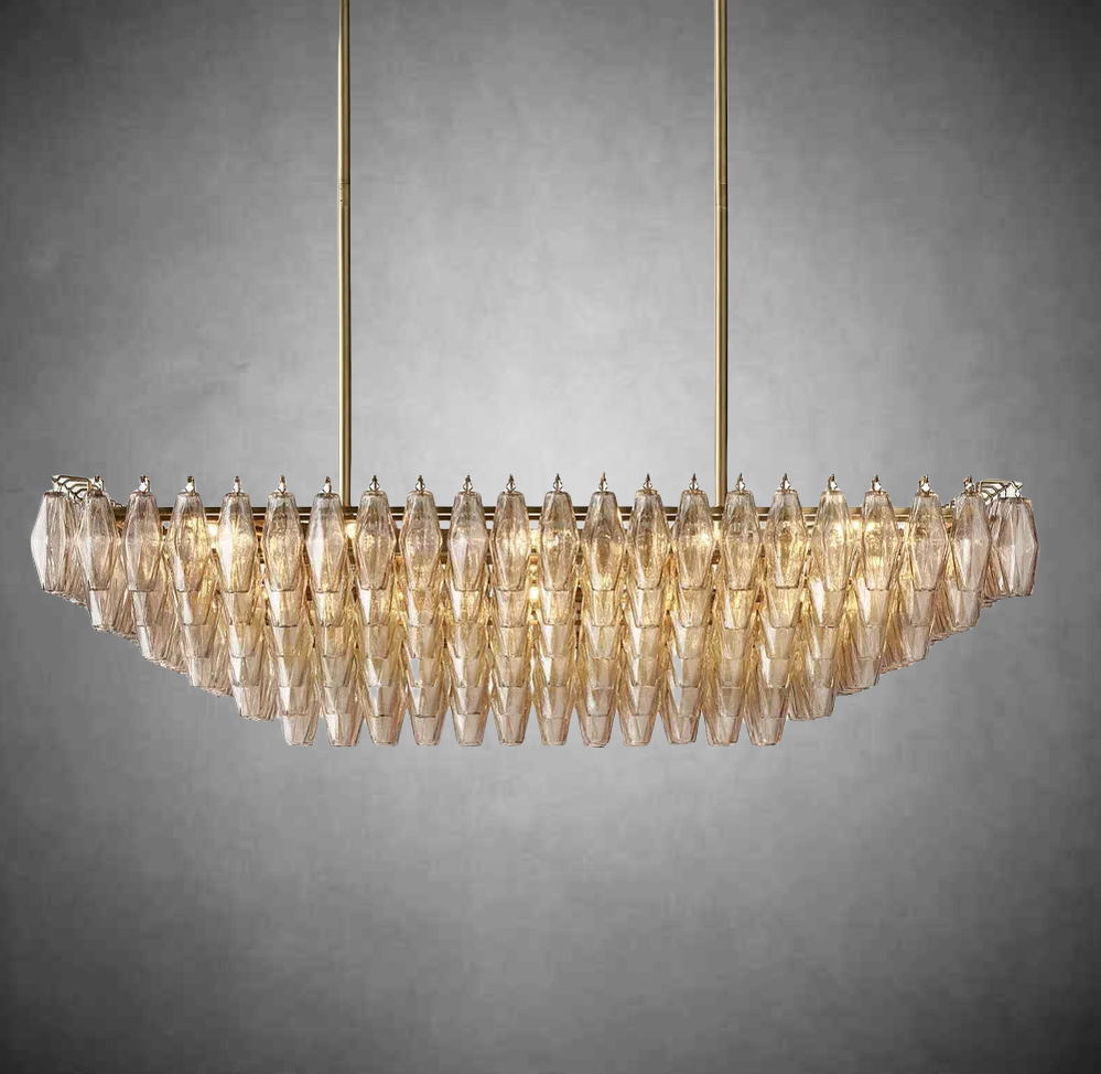 Eclipsia Glass Tired Rectangular Chandelier 54"74''