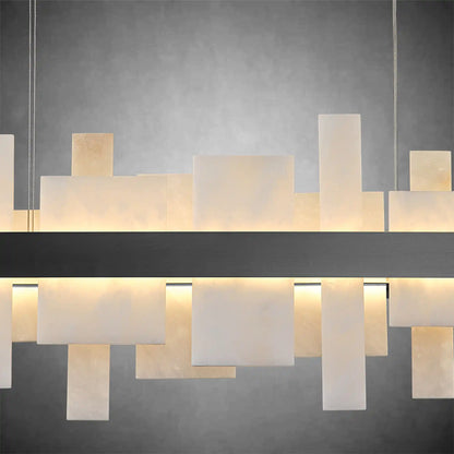 46.8" Adjustable Alabaster Chandelier Over Table for Dining Room