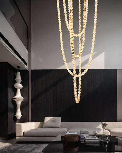 Pearl Necklace Alabaster Globe Beaded Linear Chandelier 40"-197"