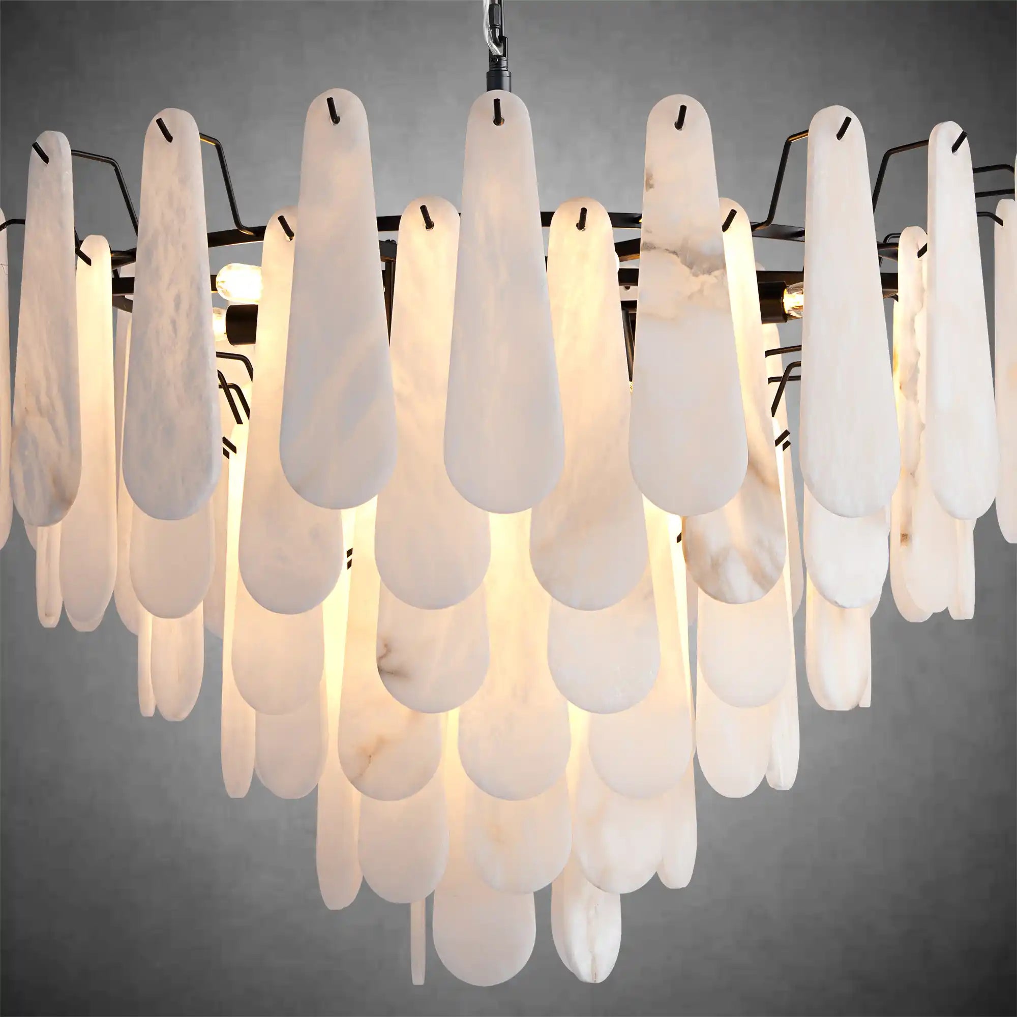 Modern Alabaster Black Round Pendant light