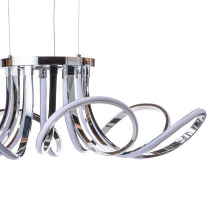 6 Petal Flower LED Strip Chandelier Chrome and Dimmable
