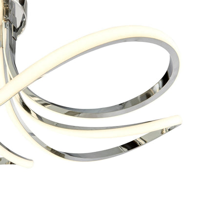 6 Petal Flower LED Strip Chandelier Chrome and Dimmable