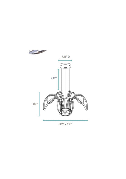 6 Petal Flower LED Strip Chandelier Chrome and Dimmable