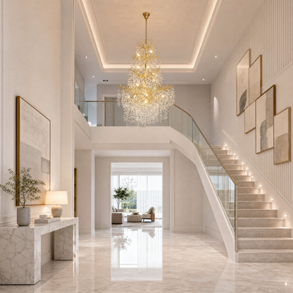 61" Gold 23-Light Tiered K9 Crystal Branch Chandelier