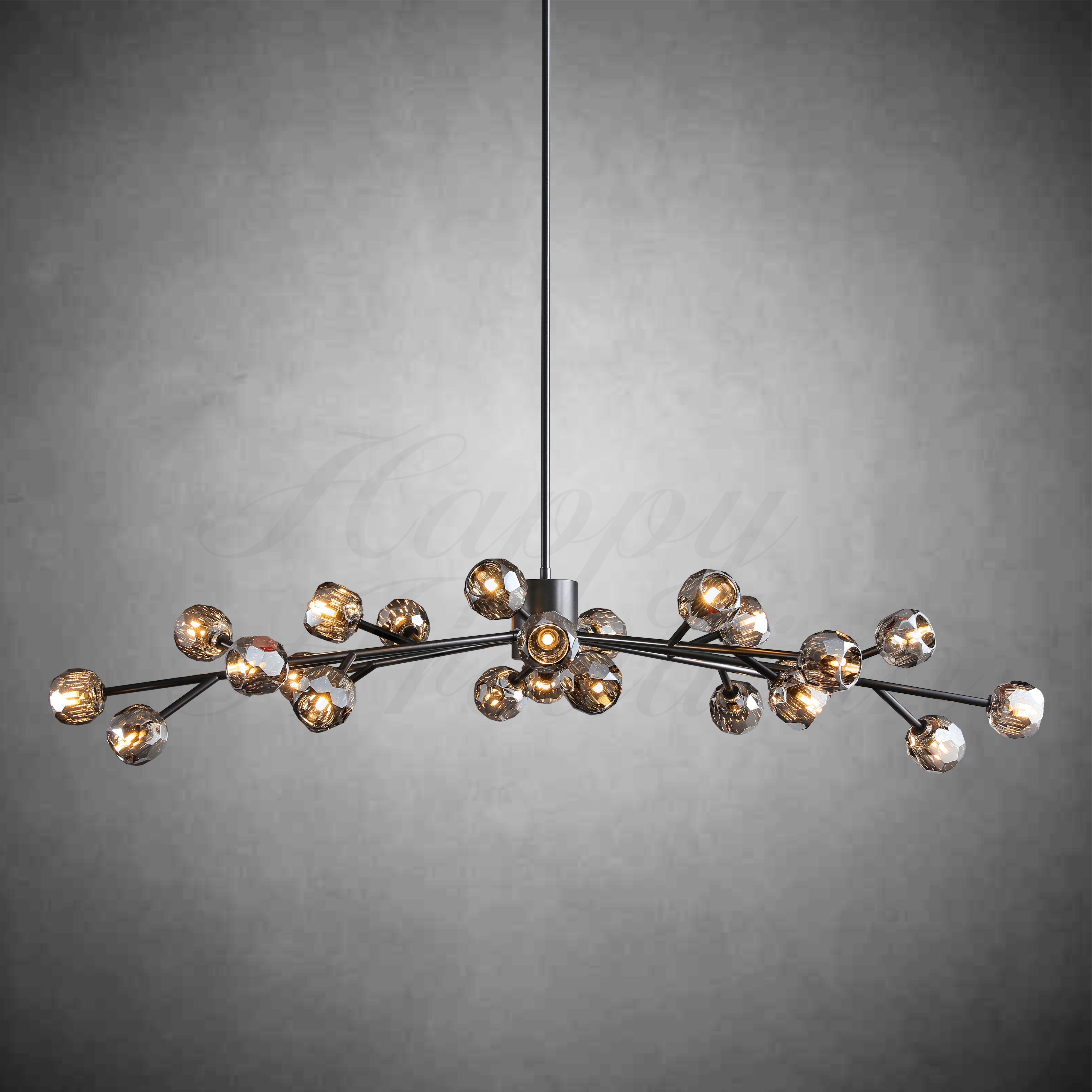 HA Bola De Smoke Crystal Round Chandelier 60"