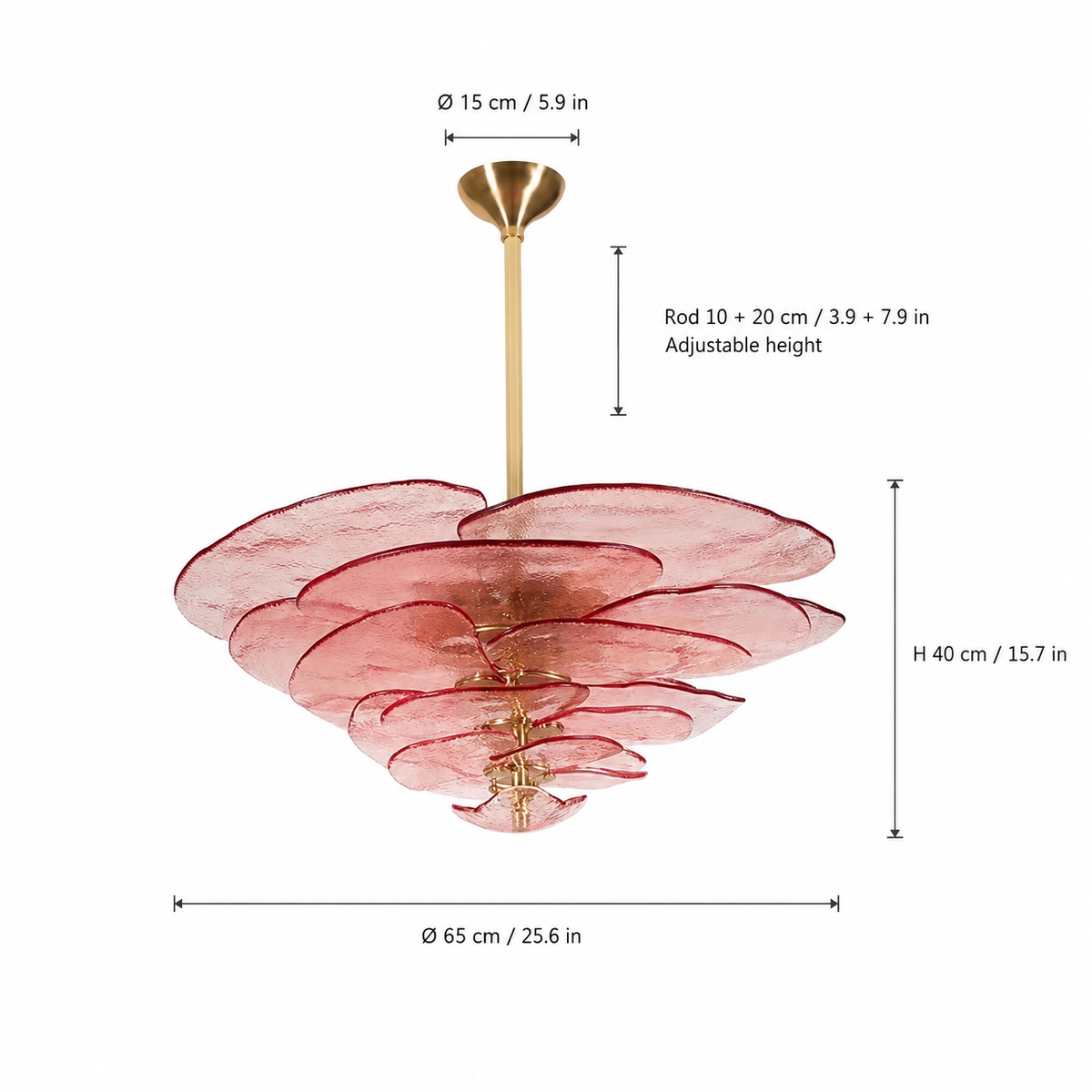 Petal Cascade Artisan Murano Chandelier 21.7"-39.4"