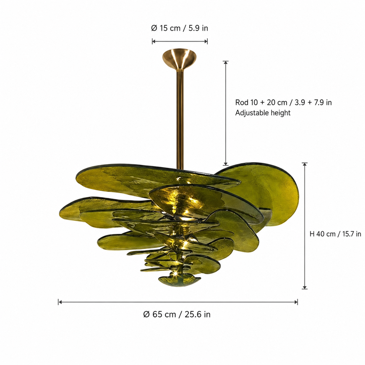 Petal Cascade Artisan Murano Chandelier 21.7"-39.4"